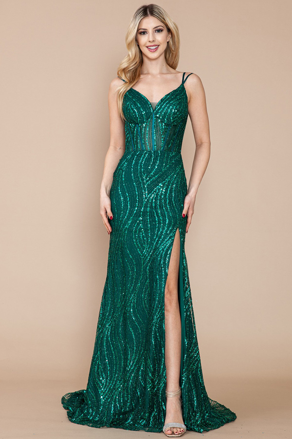 V Neck Illusion Top Glitter Print Dress